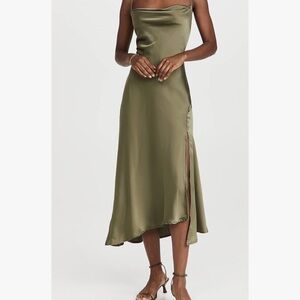 Astr Asymmetrical Olive Green Dress